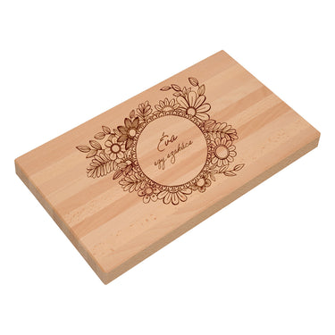 Ajándék masszív vágódeszka gravírozással, Minta virágok