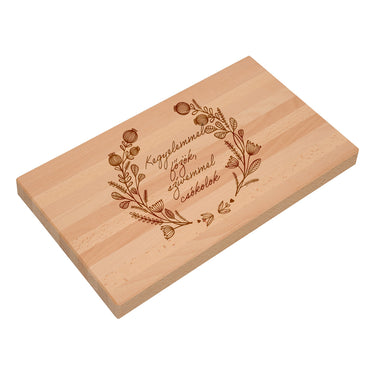 Ajándék masszív vágódeszka gravírozással, Minta mákfej