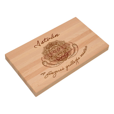 Ajándék masszív vágódeszka gravírozással, Minta Chilli grillmester