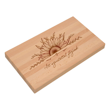 Ajándék masszív vágódeszka gravírozással, Minta napraforgó