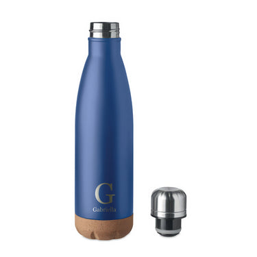 Fém termosz palack parafa aljjal, egyedi mintával, Kék