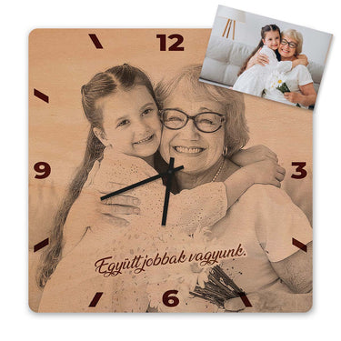 Fa fali óra - saját fényképpel, négyzet alakú, 50 cm