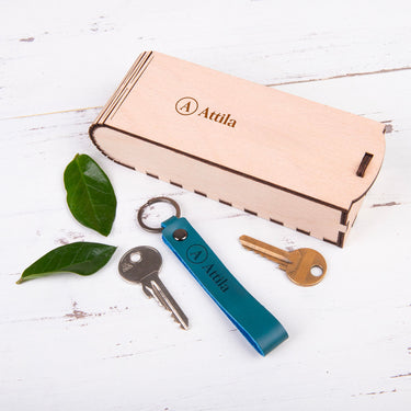 HOORAY bőr kulcstartó, Kék 