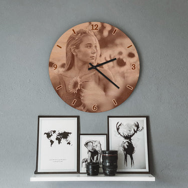 Fa fali óra - saját fényképpel, kerek, 50 cm