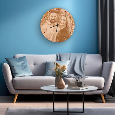 Fa fali óra - saját fényképpel, kerek, 30 cm