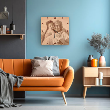 Fa fali óra - saját fényképpel, négyzet alakú, 30 cm